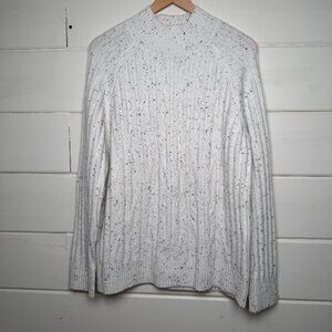 Madison Grey -Mock Neck Sweater -White Speckled Black Flecks Sz XL